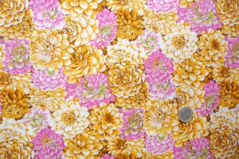 Fabric Freedom Dazzling Dahlias F395 Gelb Pink