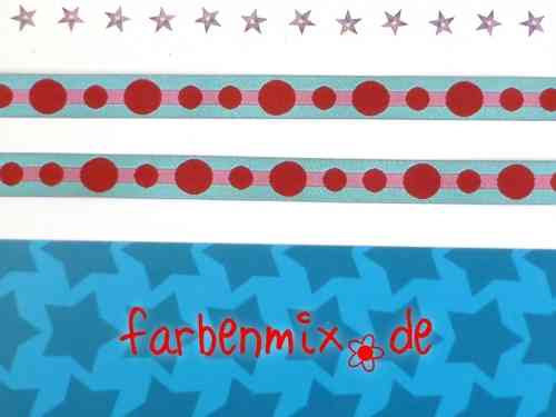 Webband Farbenmix Lotzadots 12 mm blau rot