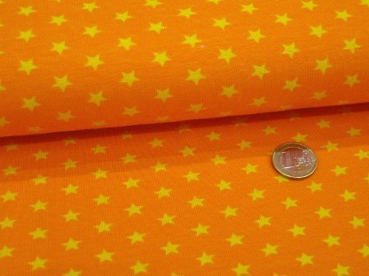Stretch-Jersey Sterne 48914 Orange Gelb