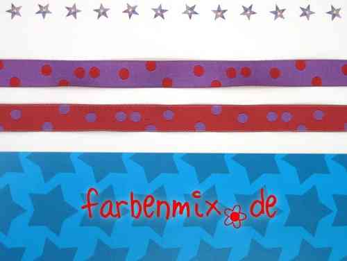 Webband Farbenmix Punkteband 10 mm lila-rot