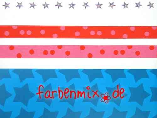 Webband Farbenmix Punkteband 10 mm rot-pink
