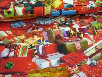 Stretchjersey "Christmas Gifts" Digitaldruck KC7911-081 Rot
