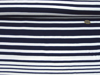 Viskose-Rippjersey "Engineers Stripes" SU9225-008 Marine Weiß
