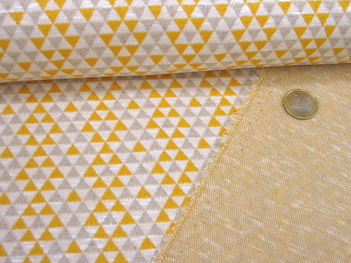 Viskose-Jacquardstrick Dreiecke 4009-03 Gelb Weiß