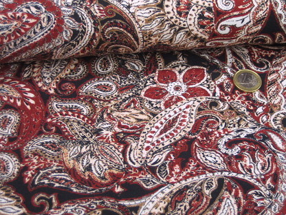 French Terry Paisley 10466/016 Rot Schwarz