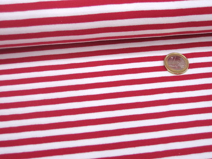 Stretchjersey 5mm Streifen 07553/015 Weiß Rot