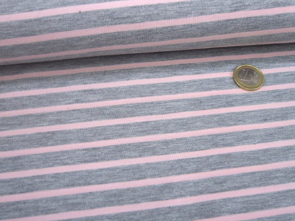 Streifen-Stretchjersey Melange 03647.004 Grau Rosa