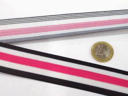 Gummiband Streifen 3cm 31250 Schwarz Weiß Pink