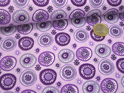 Baumwolldruck Kreis-Blumen-Muster 12118/043 Flieder