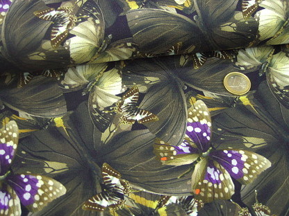 Baumwoll-Stretchjersey Schmetterlinge digital 14951-33 Braun