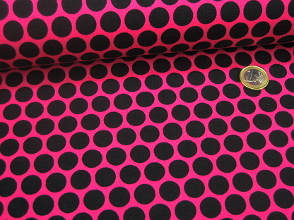 French Terry "Lots of Dots" Punkte 299935 Schwarz Fuchsia
