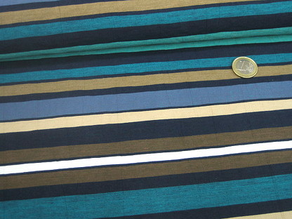 Viskose-Misch-Twill Querstreifen Knitter 3476-08 Petrol Blau Braun