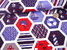 Baumwolldruck maritime Hexagons 13091/045 Blaulila Rot Weiß
