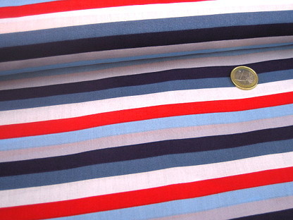 Baumwolldruck Streifen maritim 13092/003 Blau Rot Weiß