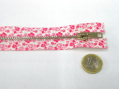 20 cm Fashion-Reißverschluss floral bedruckt 1937-08 Weiß Pink