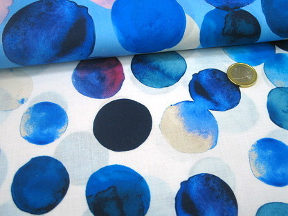 Baumwoll-Voile Dots Farbverlauf 609.636-0802 Weiß Blau