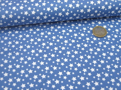 Baumwolldruck Sterne 133.519-0015 Blau Weiß