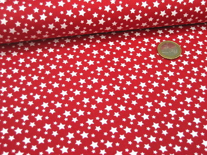 Baumwolldruck Sterne 133.519-0011 Rot Weiß
