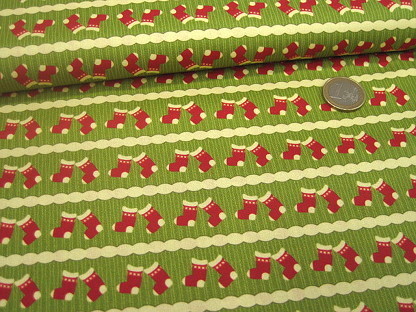Weihnachts-Baumwolldruck Stockings 569604 Grün Rot Vanille