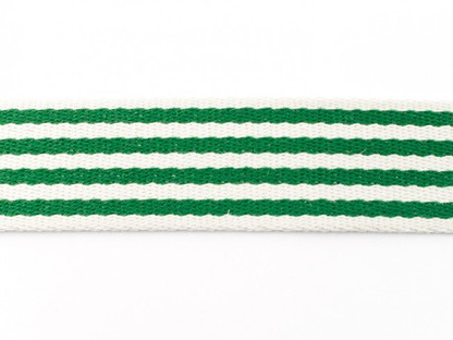 Baumwoll-Gurtband 40mm Steifen 41016 Weiß Grün