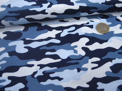 Baumwolldruck "Army Camouflage" 08218.002 Blautöne