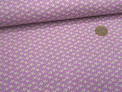 Baumwolldruck kleine Blätter 121.995-3009 Flieder