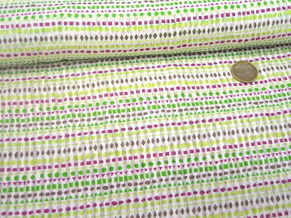 Baumwoll-Effektbatist "Hot Spot" 32386-02 Weiß Grün Violett