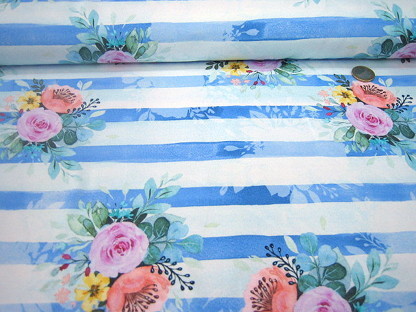 Hilco Sweat "Girls Stripe" Streifen floral M 8540/103 Blau