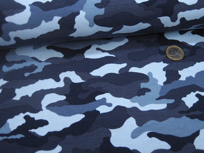 Baumwoll-Stretchjersey "Camouflage" 05465.005 Blau