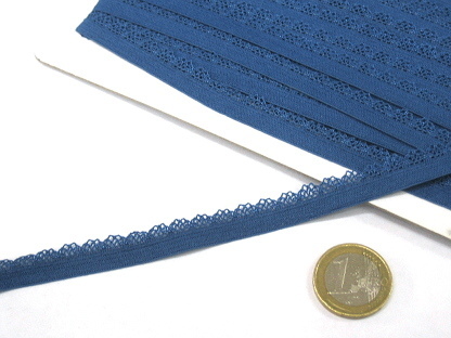 Elastisches Spitzenband mit Bogenkante 43916 Jeansblau