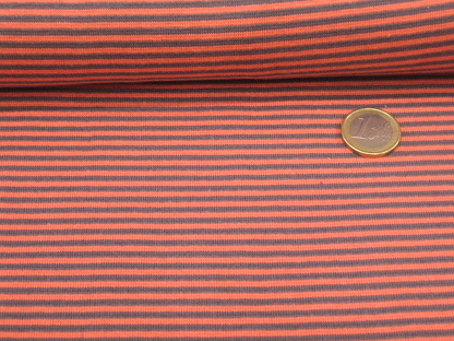 70 cm Umfang Feinstrickbündchen Ringel 41979 Orange Grau
