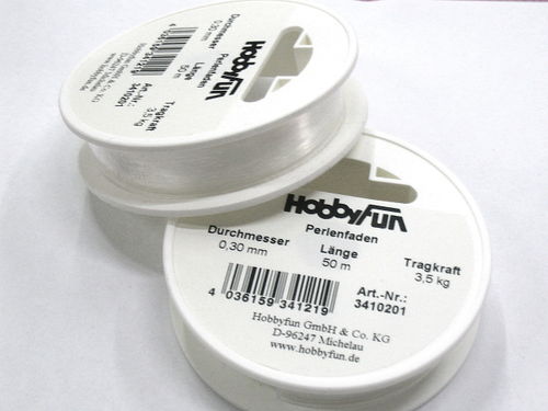 HobbyFun Perlenfaden Rolle 0,3mm Transparent