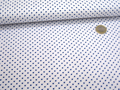 Baumwolldruck Pünktchen 5579/005 Weiß Tintenblau