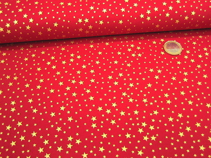 Weihnachts-Baumwolldruck Sterne 200224.1140 Rot Gold
