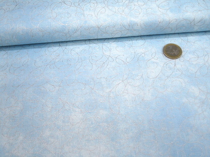 P&B Textiles "Sparkle Suede" Swirls 303-LB Hellblau Silber