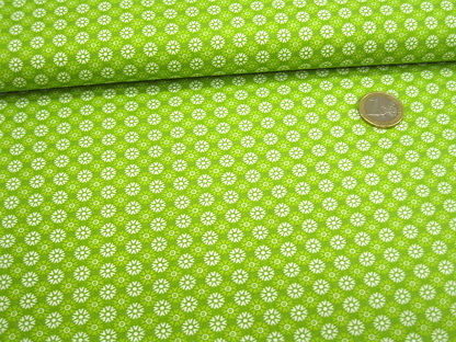 Baumwolldruck MINIMALS Blümchen 05723.010 Apfelgrün Weiß