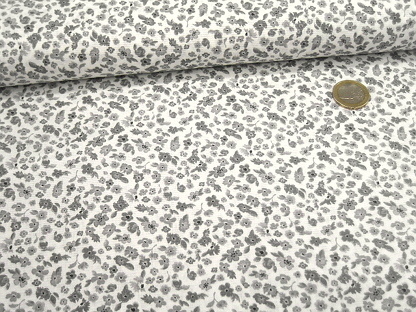 Baumwolldruck "Small Flowers" K16007-610 Weiß Grau