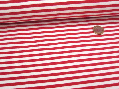 Baumwoll-Stretchjersey Streifen 5mm 02226/015 Rot Weiß