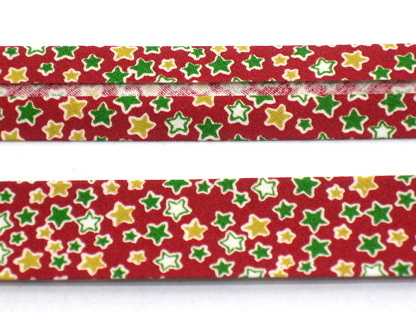Baumwoll-Schrägband Weihnachten Sterne 002-018 Rot